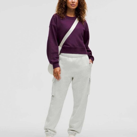 NWT Lululemon Perfectly Oversized Cropped Crew French Terry Dramatic Magenta Sz4 - Picture 2 of 8
